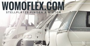 Caravan, PKW und Wohnmobil am Unterstellplatz