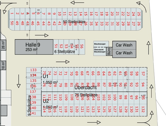 Lageplan retrowerk Unterstellplätze für Caravan & Wohnmobil